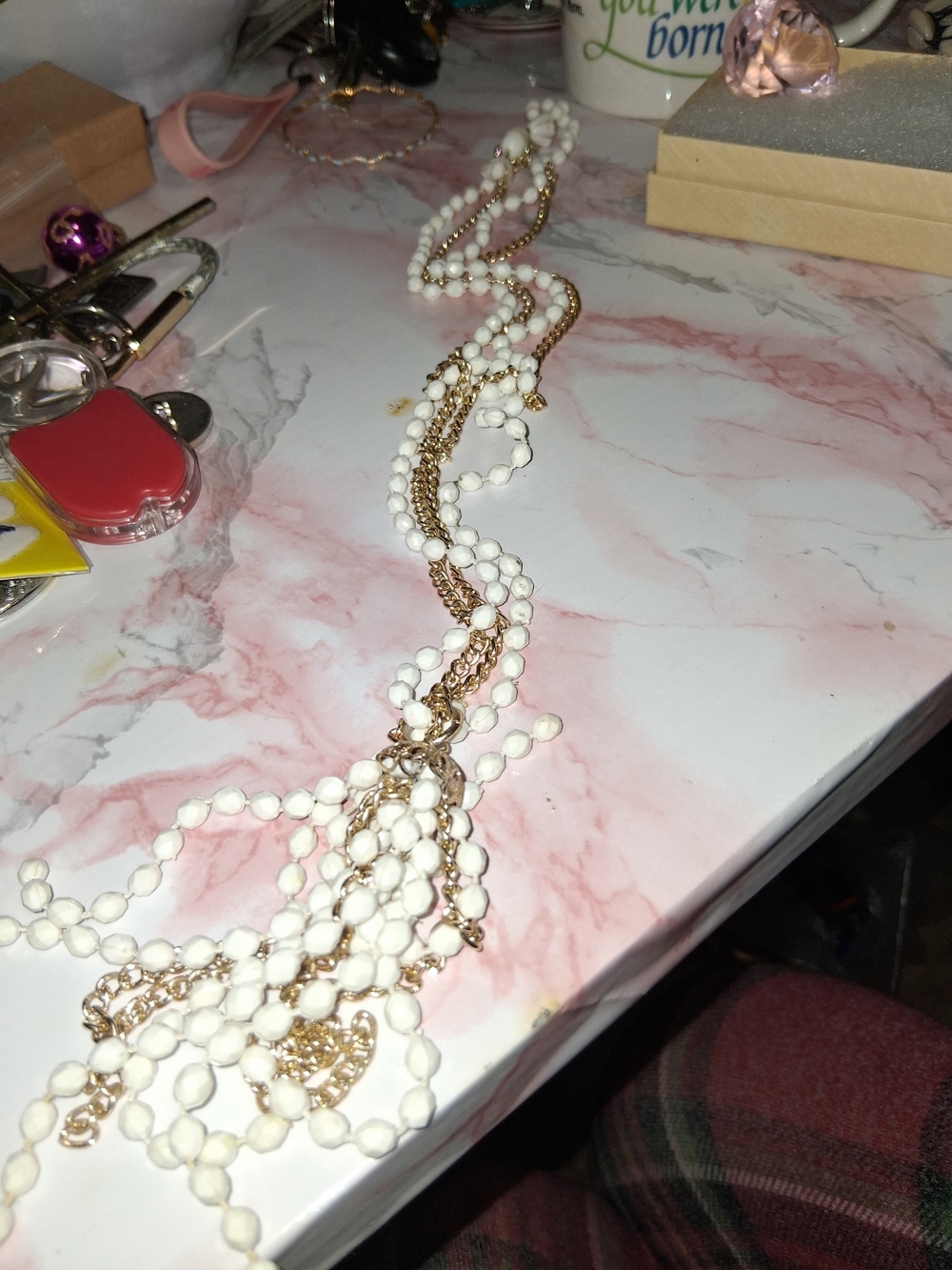 Elegant White Beaded Multi-Strand Necklace - Unbranded